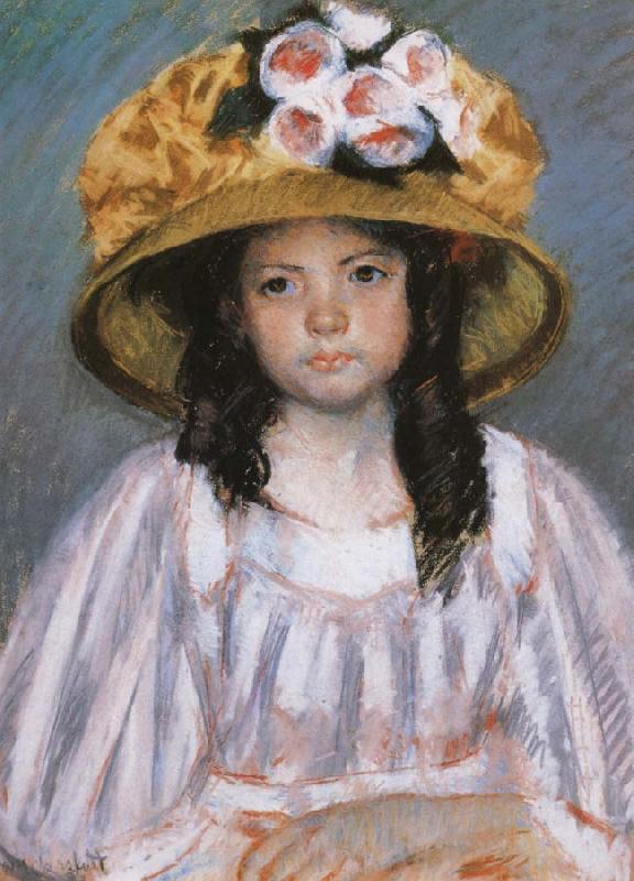 Mary Cassatt Fillette au Grand Chapeau oil painting picture